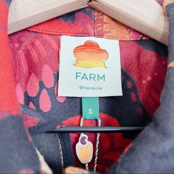 Farm Rio Mixed Black Prints Fleece Shirt Jacket size Small - Picture 11 of 11